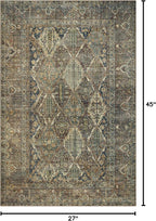 Loloi Magnolia Home by Joanna Gaines Banks Collection BAN-05 Spice/Blue 2'-3" x 3'-9" .13" Pile Height, Machine Washable, Accent Rug