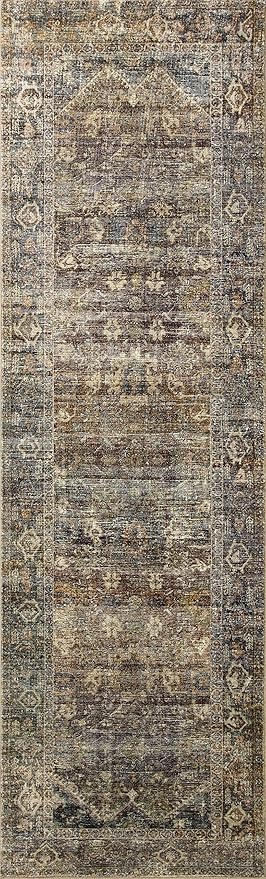 Loloi Amber Lewis Morgan Collection MOG-05 Spice/Lagoon 5'-0" x 7'-0" 38" Thick Area Rug feat. CloudPile, Neutral, Room Décor, Vintage Inspired, Livingroom, Bedroom, Dining Area