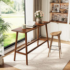 LITTLE TREE 63" Bar Table, Counter Height Table with Solid Wood Legs, Retro Long Kitchen Bar Table for Home Kitchen, Dining Room, Living Room, Bistro, Balcony,Pub (Rustic Brown)