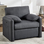 Oversized Accent Chair 38" Wide Mid-Century Modern Armchair for Living Room,USB and Type-C Ports,Comfy Reading Chairs for Bedroom with Side Pockets,Single Sofa Chair(Darkgrey, Set of 1)