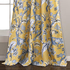 Lush Decor Dolores Light Filtering Window Panels, Pair, 52" W x 108" L, Yellow - Floral Curtains for Bedroom - Vintage Curtains - Coquette Room Decor