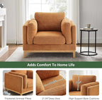 VANOMi 41.34" Oversized Accent Chair, Upholstered Armchair with Solid Wood Legs Living Room Chairs with Wide Armrest Pads, Reading Chair for Bedrooms, Apartments, Living Rooms, Offices（Curry）