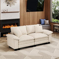 87" Cloud Modular Sectional Loveseat, 2-Seater w/Deep Seat & Removable Arms, Plush Corduroy for Small Living Room & Apartment - Beige
