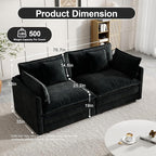 Modular Sectional Sofa, 76.7 Inch I-Shaped Cloud Sofa with Deep Seat Comfortable Chenille Sofa with Cushion Double Sectional Sofa for Living Room Apartment,Black