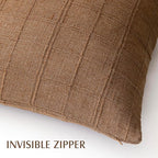 Foindtower Set of 2 Decorative Linen Check Throw Pillow Covers Neutral Farmhouse Vintage Cushion Covers Modern Boho Home Decor for Sofa Chair Couch Bedroom Living Room,20×20 Inch,Brown Hazel