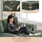 114" Cloud Boneless Sectional Couches for Living Room, Modular Sectional Sofa with Cup Holder, Cozy Fluffy L Shaped Deep Seat Boneless Couch with Storage Pocket, No Assembly Required, Green