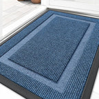 OLANLY Front Door Mat Indoor Outdoor Entrance, Waterproof All-Season, All-Weather Doormat, Sturdy Natural Rubber, Fade Resistant, Low Profile, Easy Clean Patio Porch Entryway Mat, 71x47, Light Blue