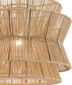 KICHLER Ophira 1-Light Pendant, Global Boho Light with Jute Shade in Champagne Bronze, Sloped Ceiling Compatible, for Kitchen or Foyer (16.75" x 22"), 52734CPZ