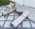 PURPLE LEAF Outdoor Lounge Chair Set of 3 Patio Chaise Pool Lounger Aluminum Frame with Side Table and Wheels for Outside Sunbathing Tanning Recliner Including Pillows Beige