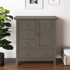 SIMPLIHOME Redmond SOLID WOOD 39 inch Wide Transitional Medium Storage Cabinet in Farmhouse Grey for the Living Room, Entryway and Family Room