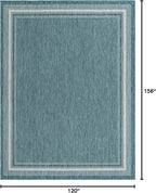 Unique Loom Outdoor Border Collection Area Rug - Soft Border (10'x 13' Rectangle, Teal/ Ivory)