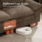 123" Cloud Modular Sectional Sofa, 3-Seater w/Deep Seat & Removable Arms, Plush Chenille for Living Room - Taupe