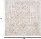 SAFAVIEH Evoke Collection Area Rug - 9' Square, Ivory & Taupe, Distressed Design, Non-Shedding & Easy to Clean, Ideal for Living Room, Bedroom, Dining Space (EVK256E)