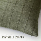 Foindtower Set of 2 Decorative Linen Check Throw Pillow Covers Neutral Farmhouse Vintage Cushion Covers Modern Boho Home Decor for Sofa Chair Couch Bedroom Living Room,18×18 Inch,Olive Green