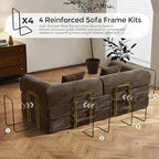 79" Convertible Sofa Bed with Fixed-Shape Frame & Removable Armrests, Modular Corduroy Sleeper Sofa, Folding Mattress Couch for Small Spaces - No Assembly Needed in Brown (Includes 2 Pillows)