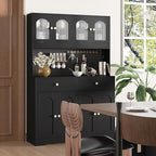 70" Pantry Cabinet with Pegboard, Kitchen Pantry Storage Cabinet with Shelves & Drawer, Adjustable Shelves, LED Light & Power Outlets for Dining Room (Black)