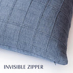 Foindtower Set of 2 Decorative Linen Check Throw Pillow Covers Neutral Long Body Lumbar Cushion Covers Farmhouse Vintage Home Decor for Sofa Chair Couch Bedroom Living Room,14×36 Inch,Blue