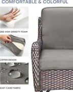 Pop 22x25/22x24 Outdoor Cushions for Patio 5 Piece Set - Set of 5 Water-Resistant Replacement Cushion for Wicker Dining Rocking Swivel Chairs Loveseat Couch Sectional Sofa - Grey/Classic