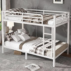 Bellemave Twin XL Over Twin XL Bunk Bed for Adults, Heavy Duty Bunk Beds Frame with Build in Ladder and Full Length Guardrail, Easy Assemble Bunkbeds, Noise Reduced, Mattress Not Included, White