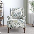 Lumibee High Back Accent Chair Set of 2, Armchair in Fabric,Comfy Upholstered Wingback Single Sofa Reading Chairs with Solid Wood Legs for Living Room,Bedroom,Office-Plants Blue