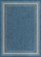 Unique Loom Outdoor Border Collection Area Rug - Soft Border (8' x 11' 4" Rectangle, Blue/ Ivory)