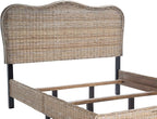 SAFAVIEH Home Collection Daejon Coastal Rattan Legs Camelback Headboard Queen Size Bed BED8001A-Q, Grey/Espresso