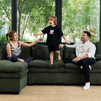 Belffin Large Modular Sectional Sofa with Double Deep Chaise and Loveseat, Corduroy U Shaped Couch with 9" Soft Dual-Layer 9 Seats Cushion for Living Room, Apartment, Green