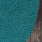 Unique Loom Solid Shag Collection Area Rug (3' 3" Round, Deep Aqua Blue)