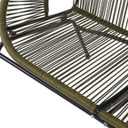 Christopher Knight Home Dessa 3 Piece Patio Furniture Set, Patio Wicker Accent Chair Set of 2 and Loveseat, Metal Frame 4 Seater Outdoor Papasan Lounge Chair Set, PE Rattan Outdoor Bistro Set, Green