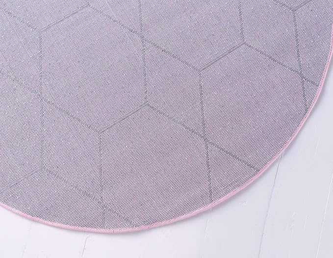 Unique Loom Trellis Frieze Collection Area Rug - Geometric (4' 1" Round, Light Pink/ Ivory)
