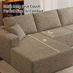 139" Boneless Cloud Sectional Couch for Living Room, Compressed Modular L-Shaped Sofa with Deep Seat, Frameless Corduroy Couch in Boxes, No Assembly Required 4-Seater (Left-Facing Chaise, Grey)
