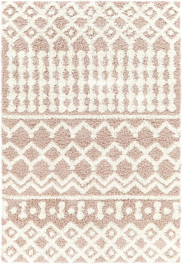 Livabliss Hapsburg Moroccan Shag Area Rug,5'3" x 7'3",Dusty Pink