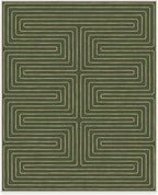RUGGABLE x Jonathan Adler Machine Washable Modern Area Rug – Labyrinth Fern Green 8x10, Stain-Resistant, Non-Slip – Large Rugs for Living Room, Bedroom, Hallway, Entryway & Office–with Cushioned Pad