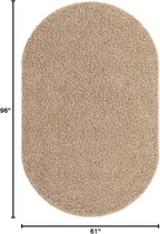 Unique Loom Solid Shag Collection Area Rug (5' 1" x 8' Oval, Taupe)