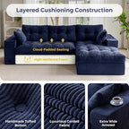 MAXYOYO 104" L Shaped Modular Sectional Sofa with Ottoman, Cloud Boneless Couch with Layered Cushion, Upholstered Sofa in a Box, Flexible Module Combination for Living Room, No Assembly, Navy
