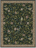 RUGGABLE x Morris & Co Washable Area Rug – Pomegranate Blue Green 9x12, Stain-Resistant, Non-Slip – Large Machine Washable Rugs for Living Room, Bedroom, Hallway, Entryway & Office–with Standard Pad