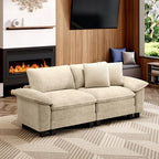 87" Cloud Modular Sectional Loveseat, 2-Seater w/Deep Seat & Removable Arms, Plush Chenille for Small Living Room & Apartment - Beige