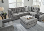 Signature Design by Ashley Marleton Contemporary Right-Arm Facing Tufted 2-Piece Sleeper Sectional with Chaise, Loose Seat Cushions and Bi-Fold Memory Foam Mattress, Full, Light Gray