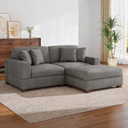Modular Sectional Couches for Living Room, Modern Loveseat 2-Seater Sofa Couch with Ottoman, Upholstered Couches for Living Room Bedroom, Light Grey