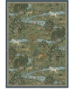 RUGGABLE x Morris & Co Washable Area Rug – Owl & Willow Green 5x7, Stain-Resistant, Non-Slip – Medium Machine Washable Rugs for Living Room, Bedroom, Hallway, Entryway & Office–with Standard Pad