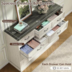 Farmhouse Dresser and Nightstand Sets, 4Pcs Bedroom Furniture Set, Nightstand Set of 2 & 55" Wide 9 Drawer and 44" Tall 5 Drawer Dresser with Large Drawers & Bar Handles, White