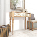 Deco 79 Wood Floral Intricately Carved 2 Drawers Console Table, 36" x 16" x 33", Brown