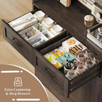 HOSTACK 71“ Tall Kitchen Pantry Storage Cabinet, Modern Kitchen Hutch Bar Cabinet with Microwave Stand, Wood Buffet Sideboard with Hutch, Cupboard with Drawers, Shelves for Dining Room, Dark Brown