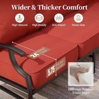 4 Piece Metal Outdoor Patio Furniture Sets, Patio Conversation Sets 1 3-Seater Sofa, 2 Fixed Chair with 5.75" Extra Thick Cushion and Coffee Table, Black Frame Backyard Furniture, Red