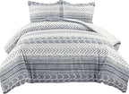 Lush Decor Hygge Geo Reversible 3 Piece Cotton Duvet Set, King, Navy & White