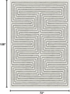 RUGGABLE x Jonathan Adler Machine Washable Modern Area Rug – Labyrinth Black/Ivory 6x9, Stain-Resistant, Non-Slip – Medium Rugs for Living Room, Bedroom, Hallway, Entryway & Office–with Standard Pad