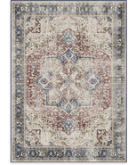 RUGGABLE Washable Vintage Area Rug – Kamran Royal Blue 5x7, Stain-Resistant, Non-Slip – Medium Machine Washable Rugs for Living Room, Bedroom, Hallway, Entryway & Office–with Cushioned Pad
