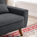 48.8" Small Loveseat Sofa, Mid Century Modern Love Seat Couch with Back Cushions and Plastic Legs, 2 Seater Couches for Living Room, Bedroom, Small Spaces, Dark Grey
