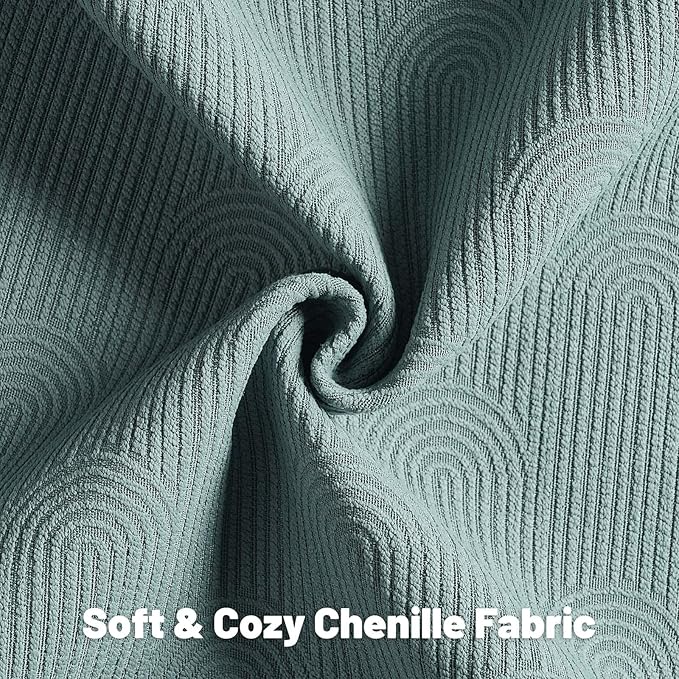 FUTEI Grey Blue Chenille Decorative Throw Pillow Covers 26x26 Inch Set of 2,Soft Cozy Striped Geometric Patterns Euro Pillow Sham,Modern Home Decor for Couch Bed Living Room