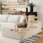 136" Sectional Couches for Living Room Modern Modular Sofa with L-Shape Couchs Upholstered Boneless Couch Deep Seat Sectional Couch with Chaise (White, Right Facing Chaise+3Seaters+Ottoman)